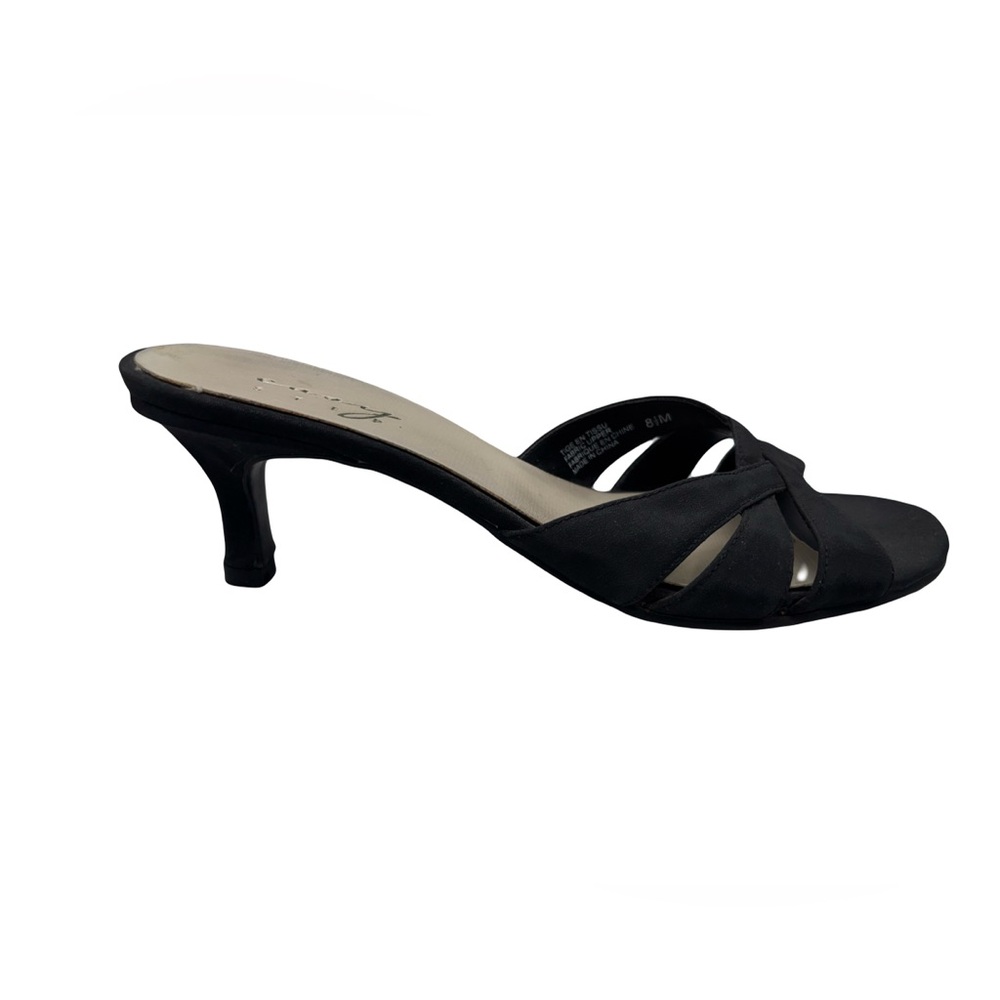 Elegant Black Women's Strappy Kitten Heel Sandal Size 7/8.5